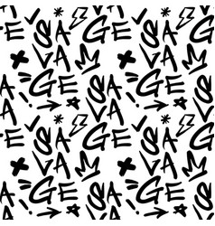 Savage Graffiti Seamless Pattern White Background