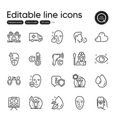 Set Of Medical Outline Icons Contains