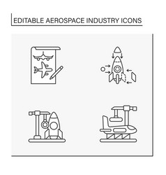 Aerospace Industry Line Icons Set