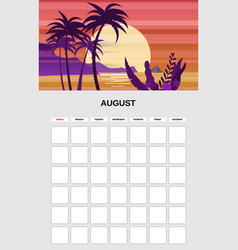 August Calendar Planner Month Minimalistic