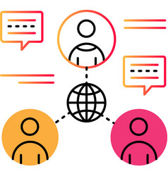 Global Social Network Outline Icon People