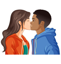 Youth Couple Are Kissing Isolated