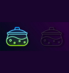 Glowing Neon Line Cooking Pot Icon Isolated On