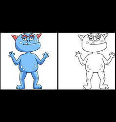 Monster Cat Coloring Page Colored