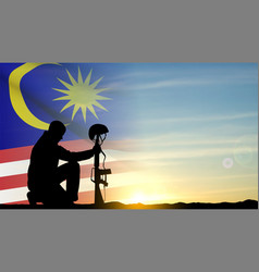 Silhouette Of A Soldier With Flag Of Malaysia