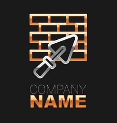 Line Brick Wall With Trowel Icon Isolated