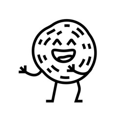 Pepperoni Meat Character Line Icon