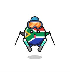 South Africa Flag Mascot Character As A Ski Player