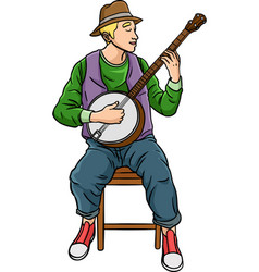 Banjoist Cartoon Colored Clipart