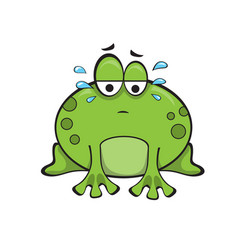 Cute Sad Frog Sitting And Crying Green Funny