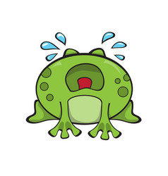 Cute Sad Frog Sitting And Crying Green Funny