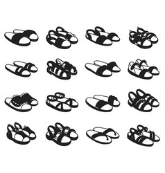 Fashion Sandal Set Isolated Silhouettes