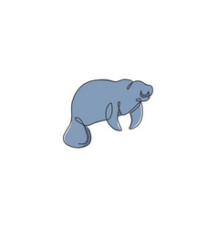 One Single Line Drawing Of Adorable Manatee