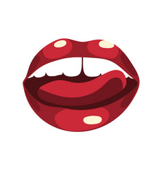 Red Juicy Sexy Female Lips Open Mouth