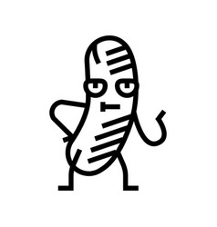 Wurst Meat Character Line Icon