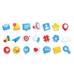 3d Social Media Icons Envelope With Email Message