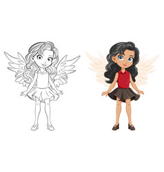 Beautiful Woman With Wings Cartoon Character