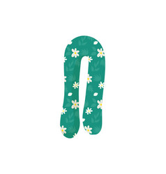 Floral Pattern Green Magnet Shaped Like Letter N