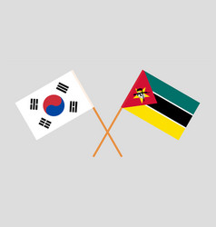 Crossed Flags Of South Korea And Mozambique