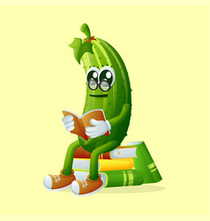 Cute Cucumber Character Wearing Glasses