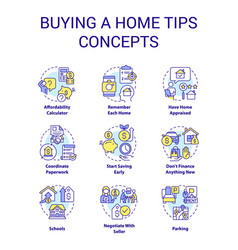 Buying Home Tips Concept Icons Set