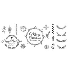 Merry Christmas Botanical Floral Frame Design