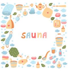 Sauna Russian Banya Colorful Icons Set