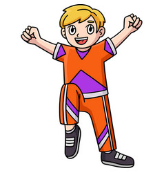 Cheerleader Boy Lifting Leg Raise Hands Clipart