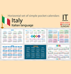 Italian Horizontal Set Of Pocket Calendar