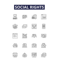 Social Rights Line Icons And Signs Justice