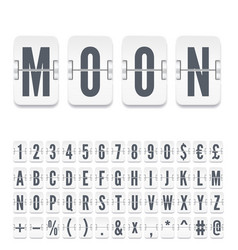 White Flip Board Font With Numbers For Moon Flight