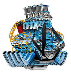 Hot Rod Race Car Dragster Engine Cartoon