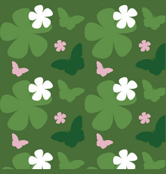 Seamless Pattern Of A Green Butterfly With A White