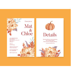 Wedding Card Template With Rustic Fall Foliage