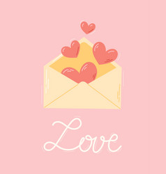 Open Envelope With Hearts And Lettering Love