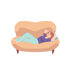 Smiling Woman Lying On Couch