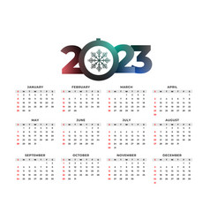 2023 New Year Simple Calendar With Snowflake