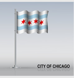 Flag Of State Of Chicago In Illinois Usa Flying