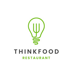 Fork Bulb Food Idea Smart Food Logo Design