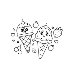 Kawaii Coloring Book With Ice Cream