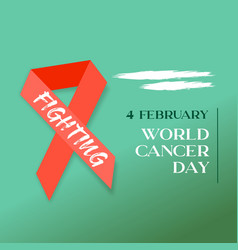 World Cancer Day Peach Ribbon On A Soft Green