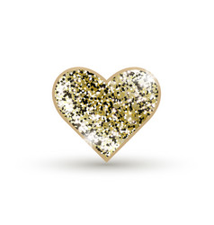 3d Icon Heart With Golden Glitter Isolated