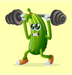 Cute Cucumber Character Lifting Weights