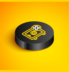 Isometric Line Safe Icon Isolated On Yellow