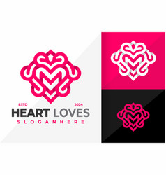 Letter M Heart Love Logo Design Symbol Icon