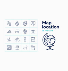 Map Location Line Icon Set