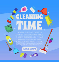 Squared Banner About Cleaning Time Flat Style