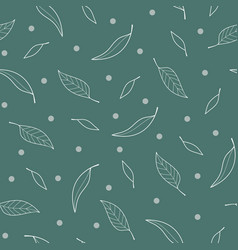 Emerald Green Line Art Gum Leaf Seamless Pattern