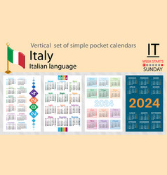 Italian Vertical Set Of Pocket Calendar For 2024