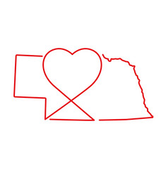 Nebraska Us State Red Outline Map